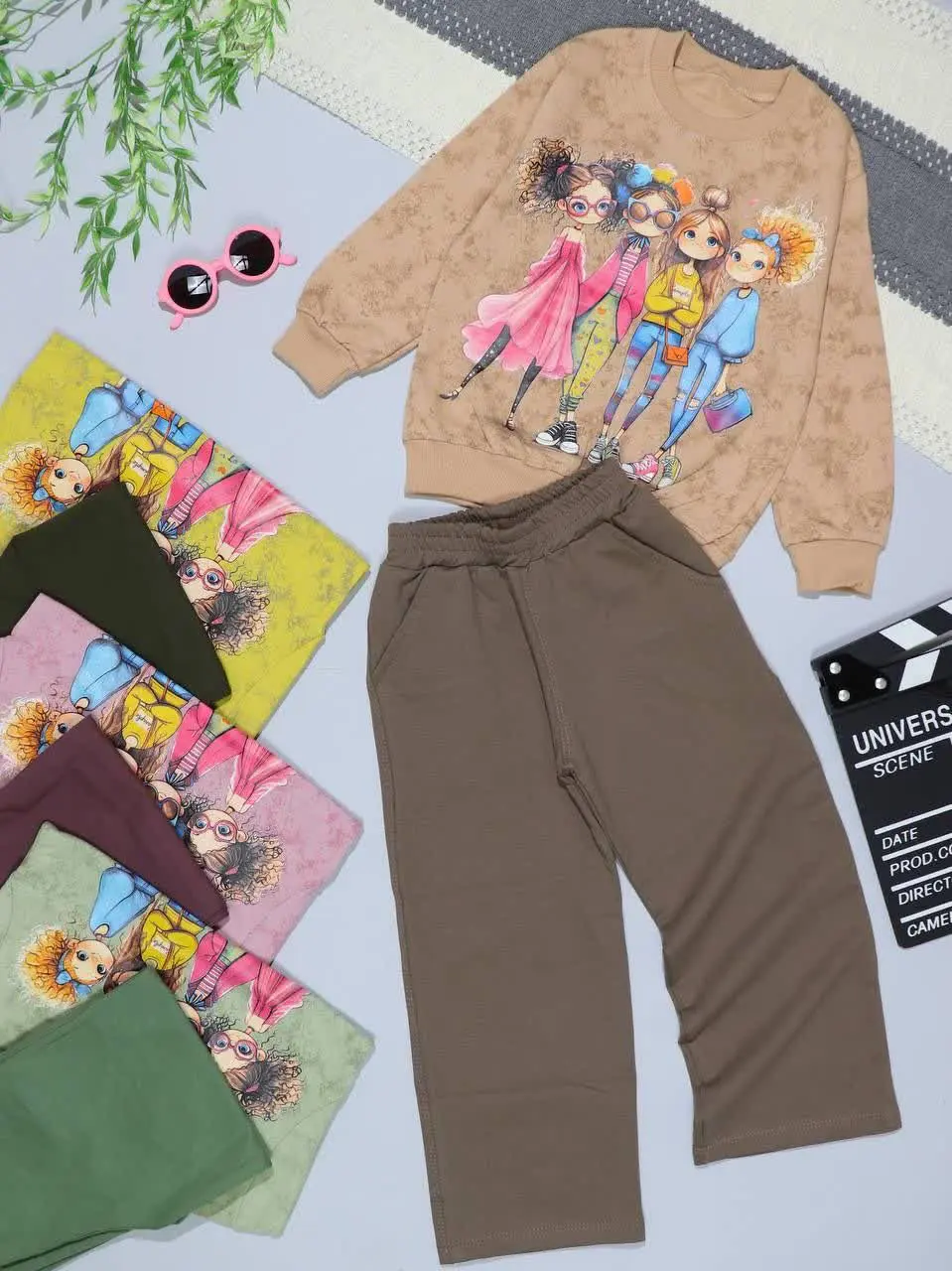 👭بلوز و شلوار دخترانه چاپ چ...