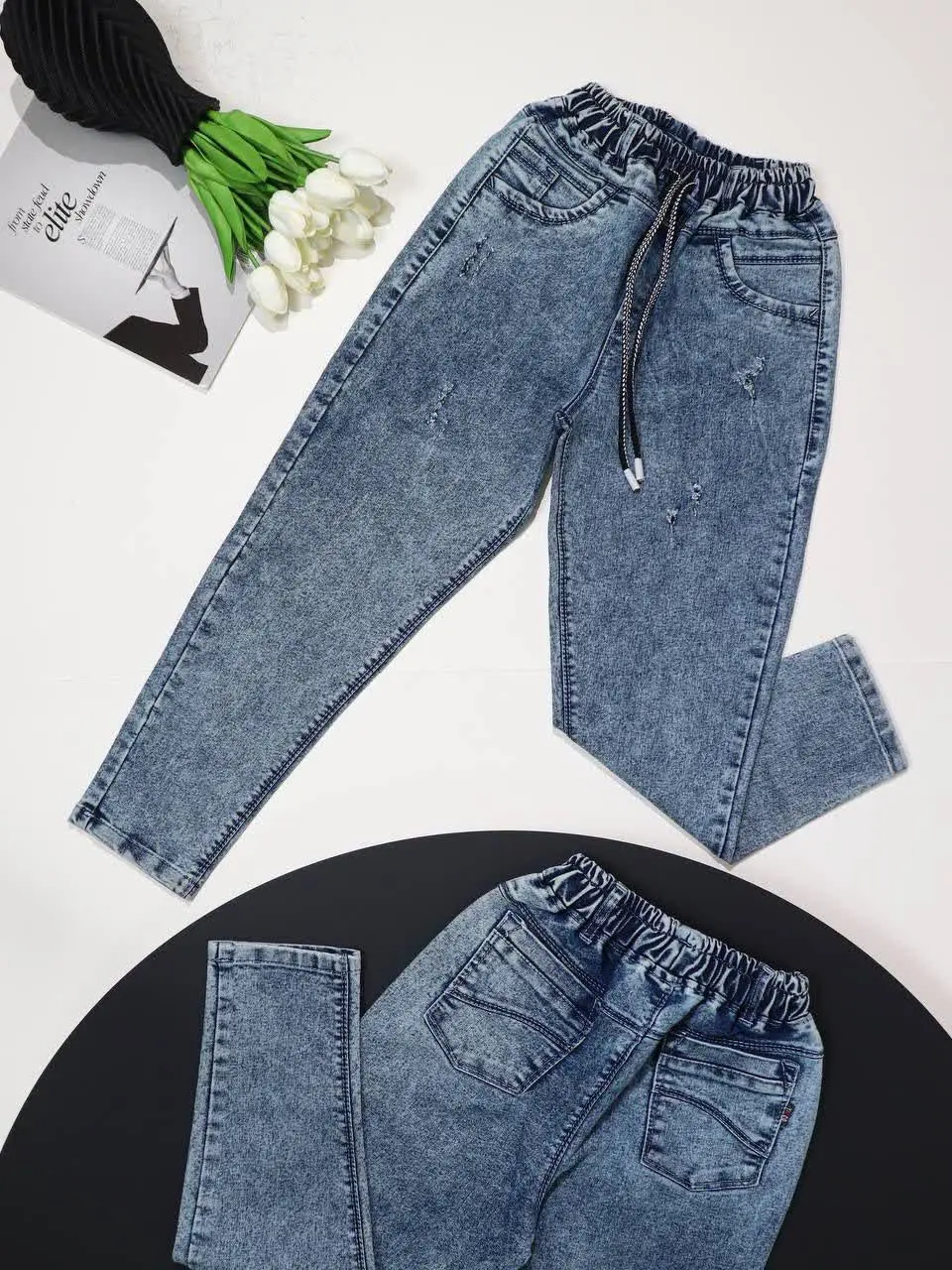 👕 شلوار جین مام کمرکش اسپرت 🌱