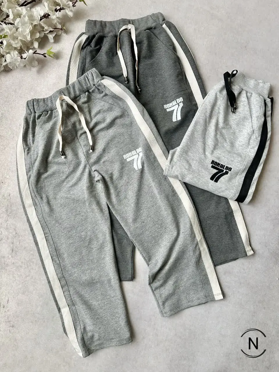 شلواراحتی بگ ملانژ بغل نوار