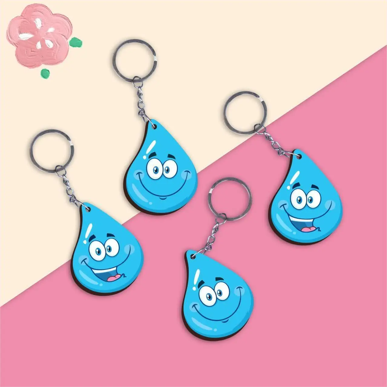 🌱سرکلیدی چوبی طرح قطره آب🌱