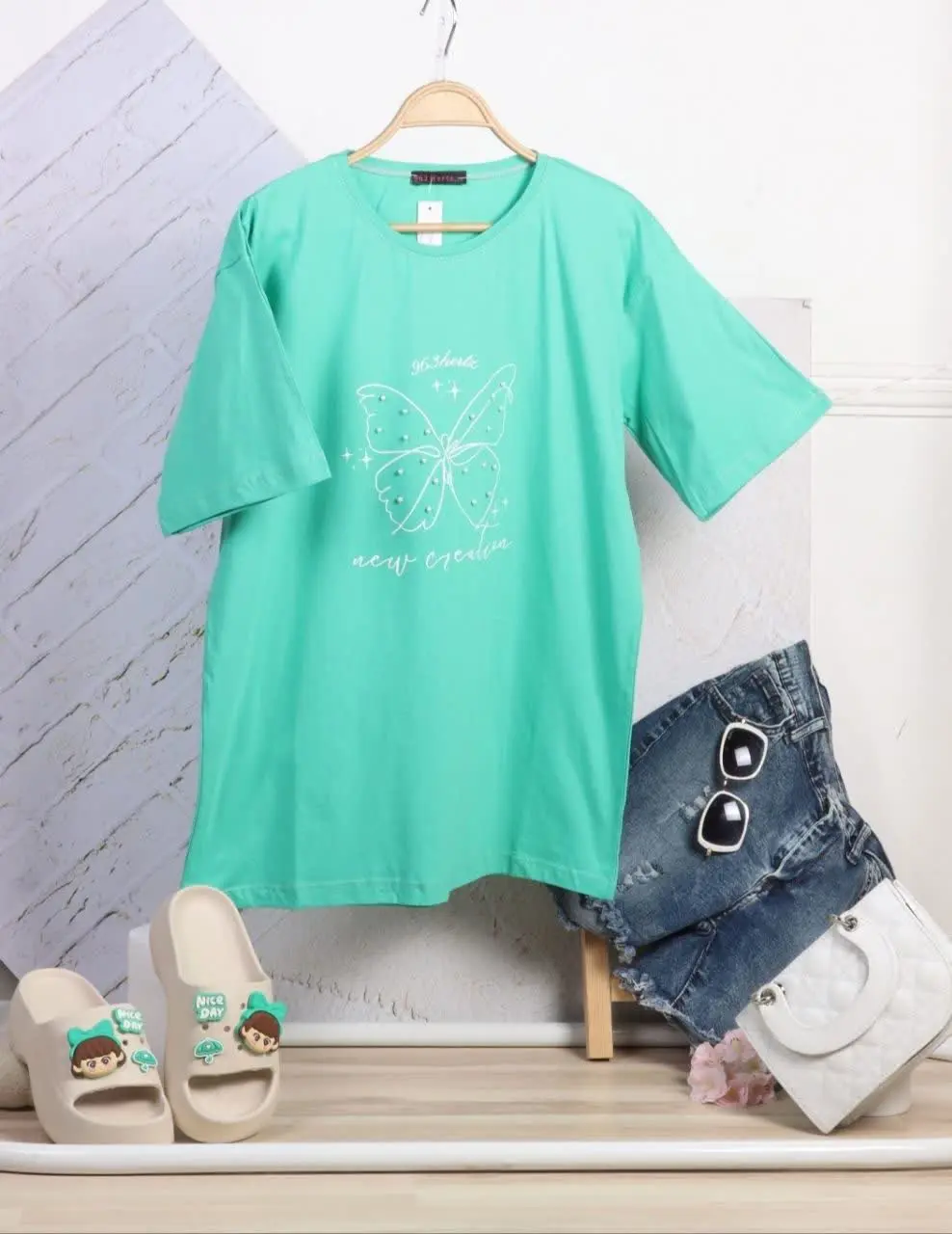 تیشرت لانگ مرواریدی 
