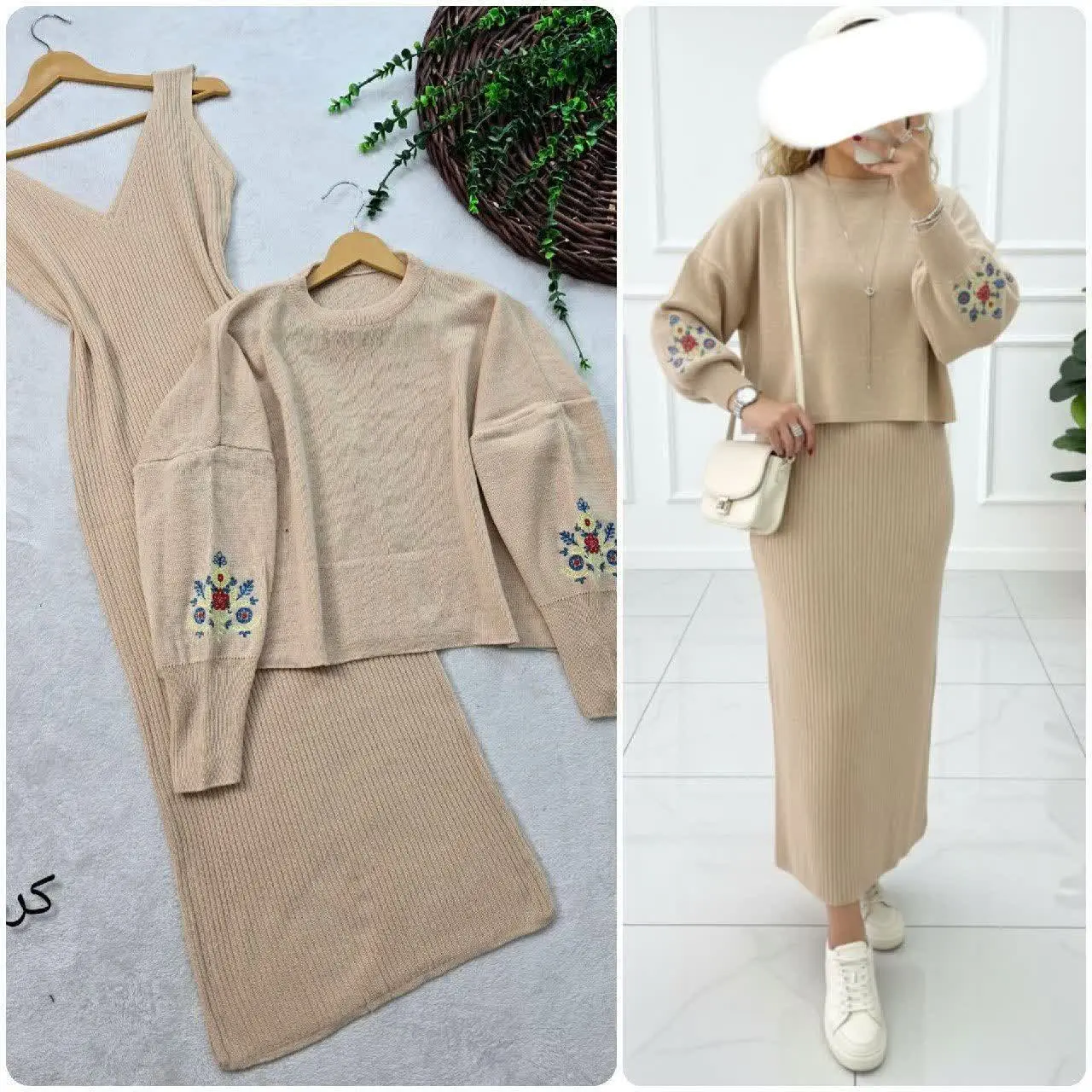 💥 ست بافت آستین گلدوزی😍