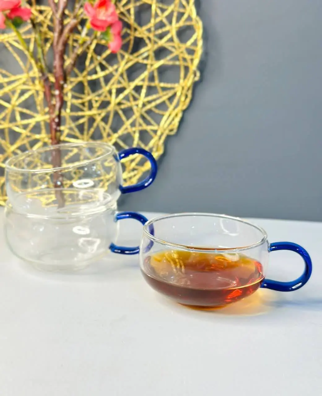 💥فنجان لته پیرکس دسته رنگی💥