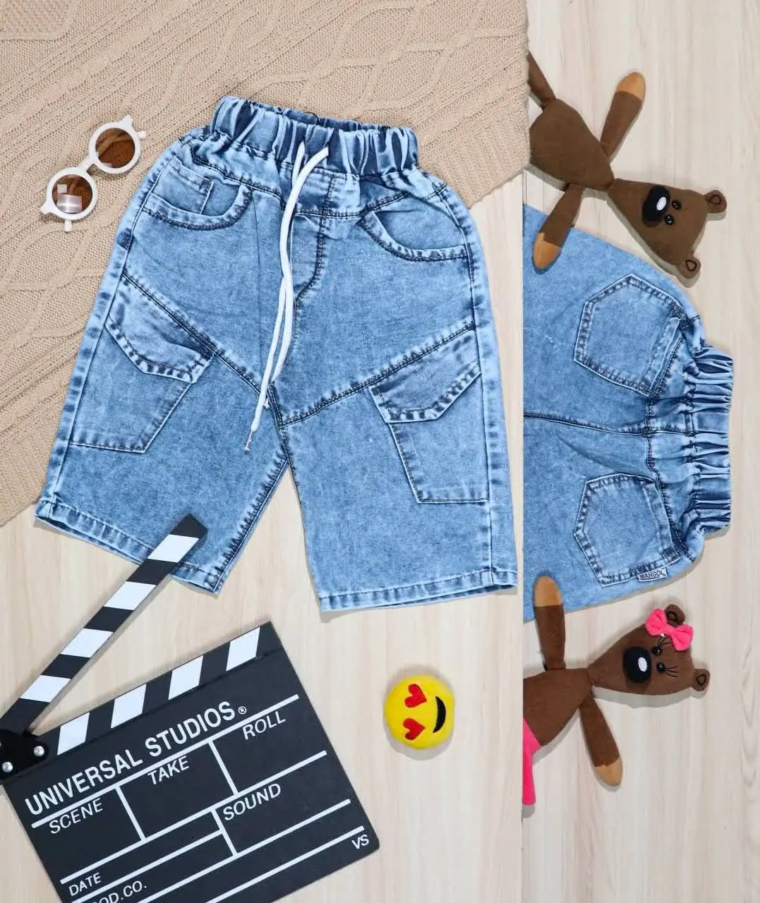 👫شلوارک جین آبی شش جیب جلو👫
