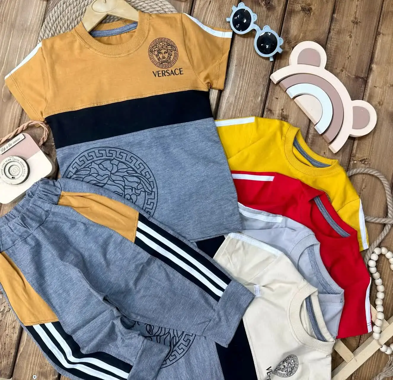 👫تیشرت شلوارک ورساچ پنبه لاکرا پرچمی✅
