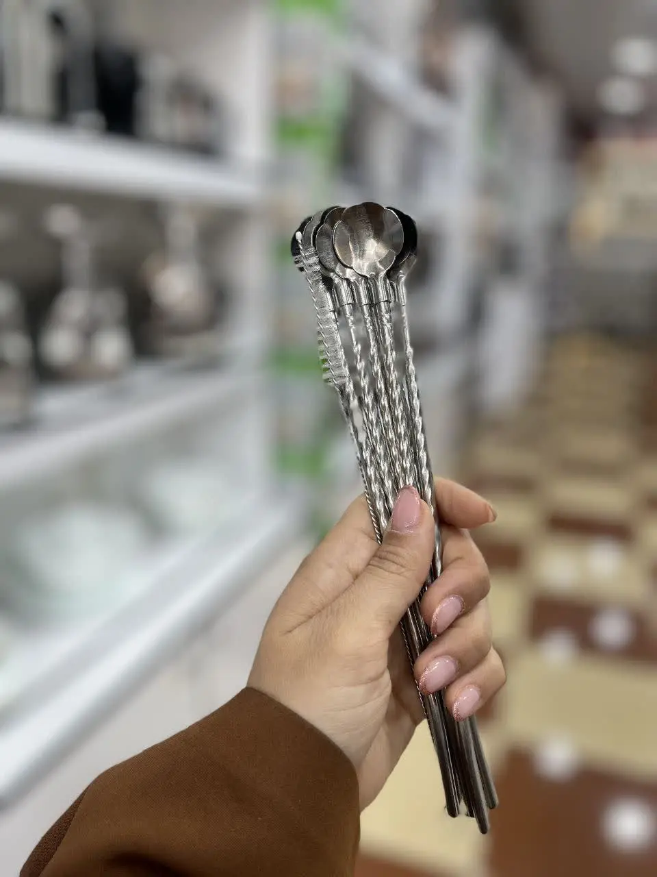 قاشق بلند نی دار استیل 💥