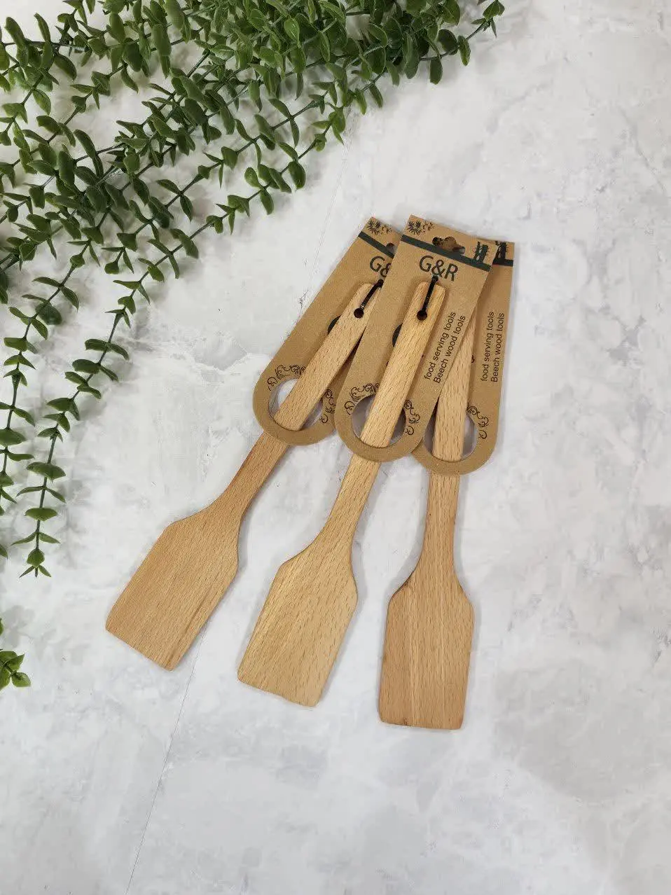 کفگیر برگردان چوبی دسته بلند
