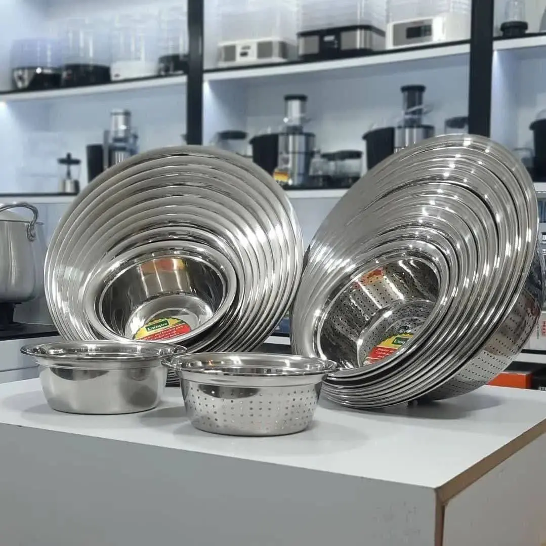 ست کامل لگن وابکش استیل ۱۱ پارچه یونیک ضخامت بسیار ضخیم 
