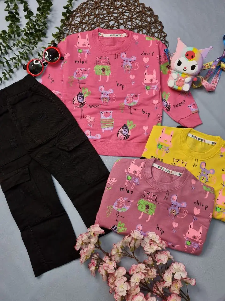 🌹بلوز با شلوار کارگو دخترانه👩