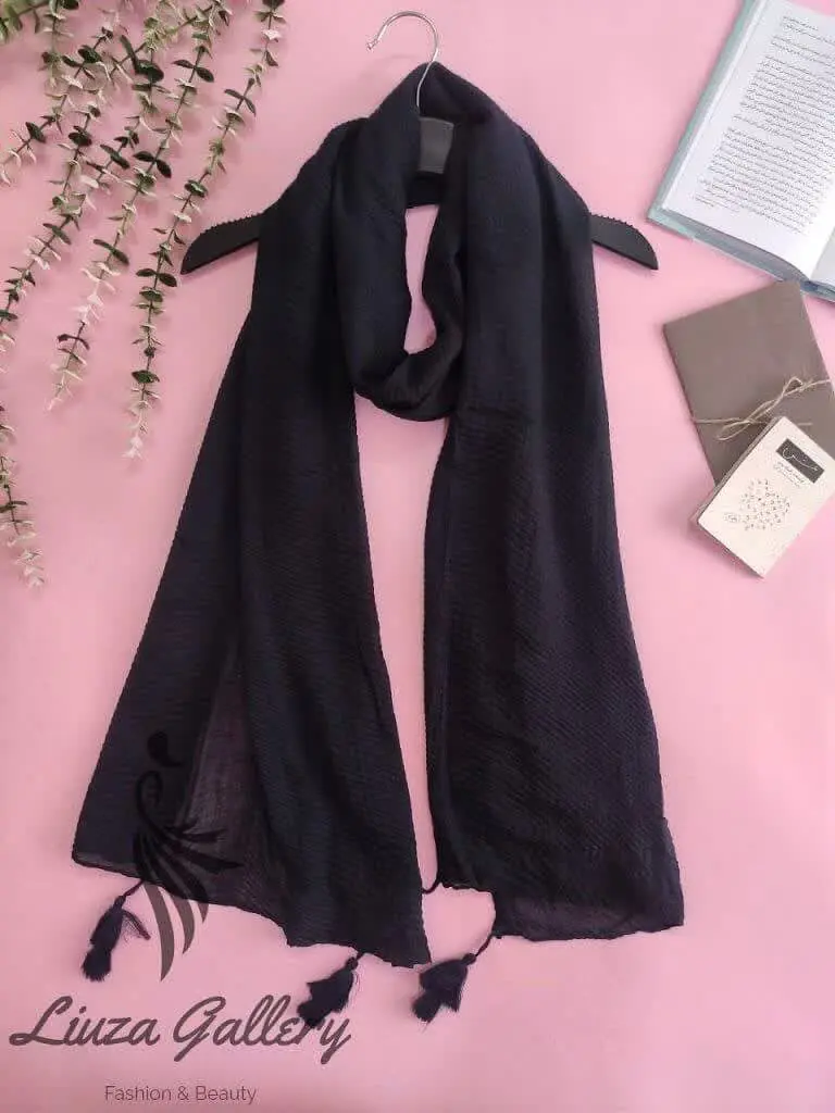 🌸شال پلیسه نخ برشکا مشکی