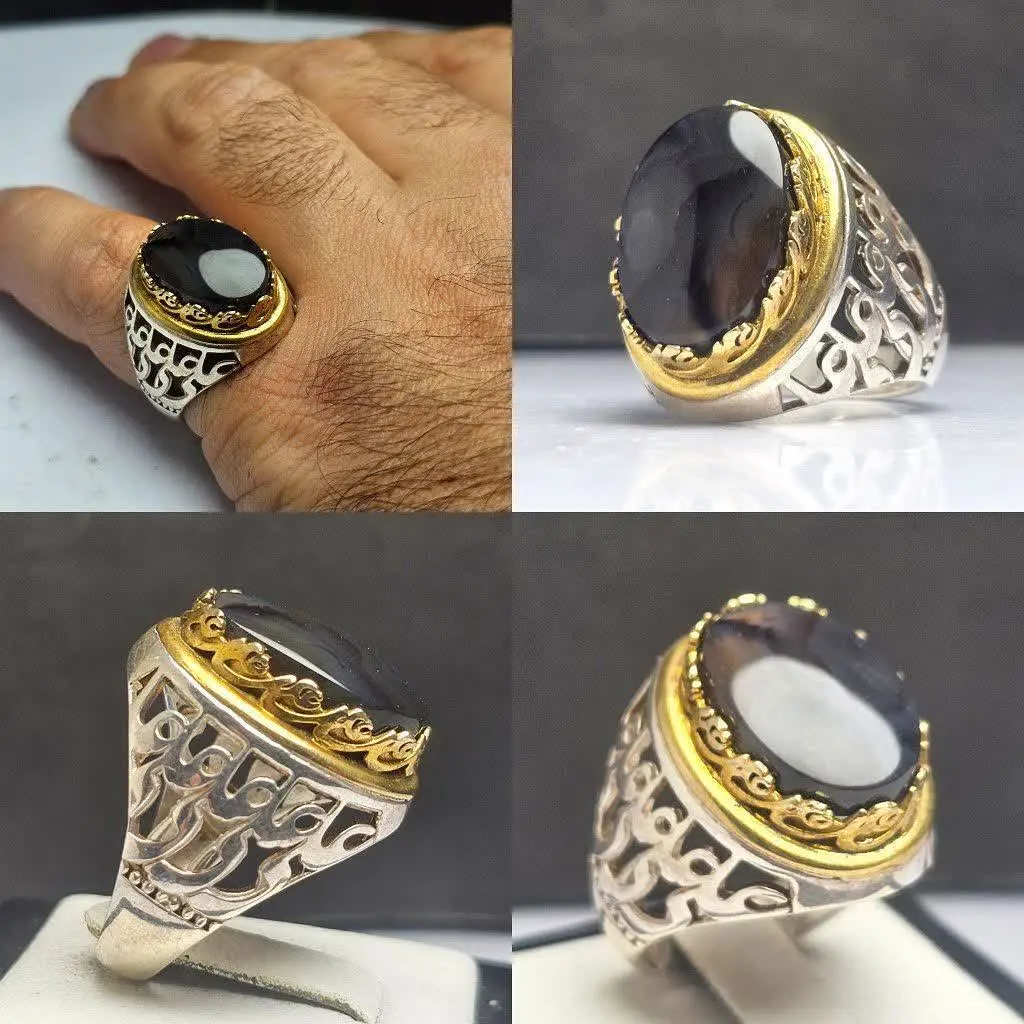 💎انگشتر عقیق مشکی (جزع) یمن...