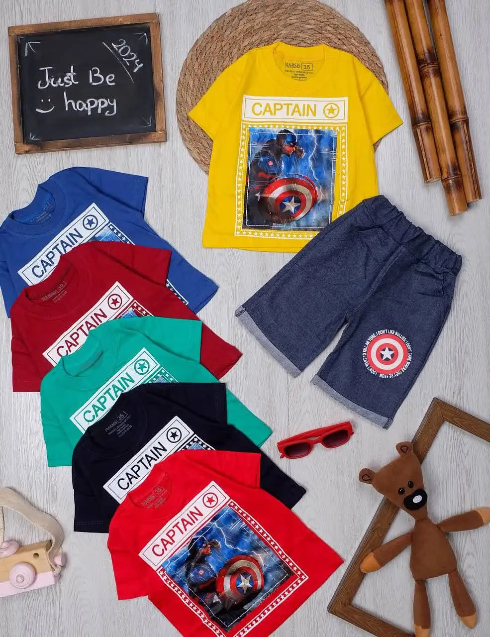 👫تیشرت و شلوارک طرح لی کاپیتان آمریکا👫
