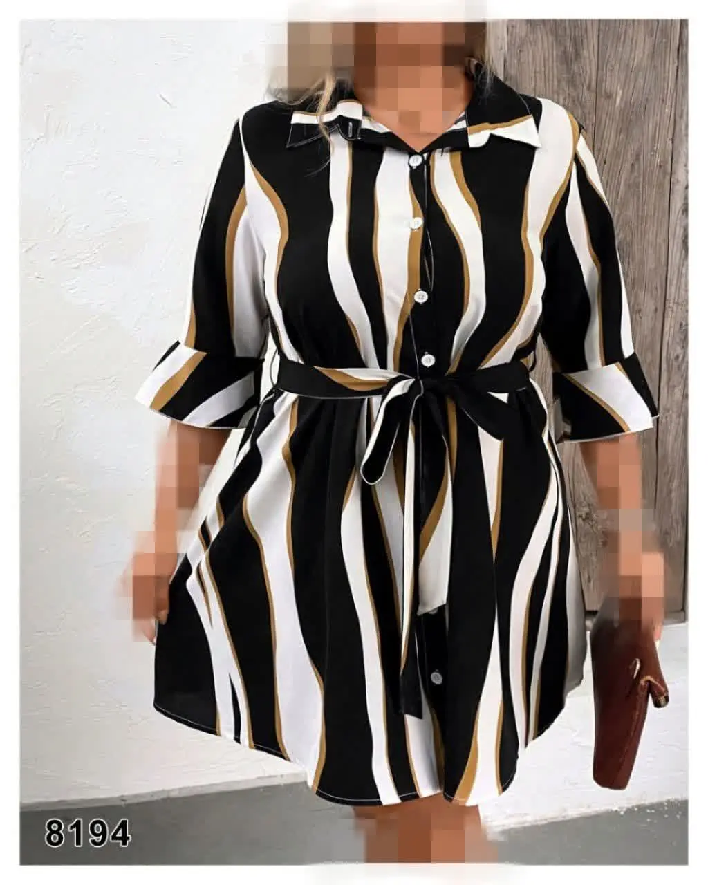 مانتو یقه کلاسیک سرآستین دکمه (کمربند دارد) 
