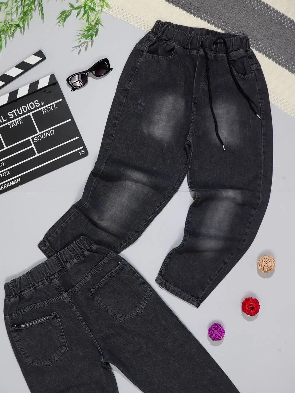 👫شلوار جین مام زغالی پسرانه...