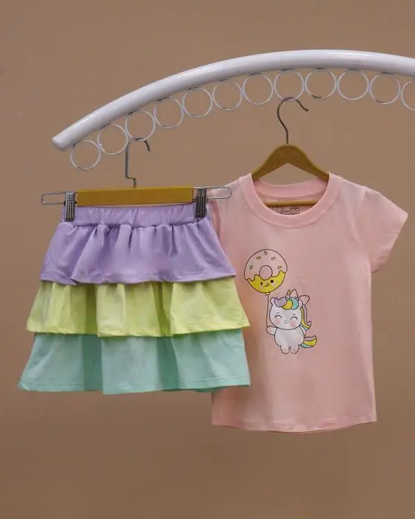 تیشرت دامن دخترانه NZDE UNICORN
