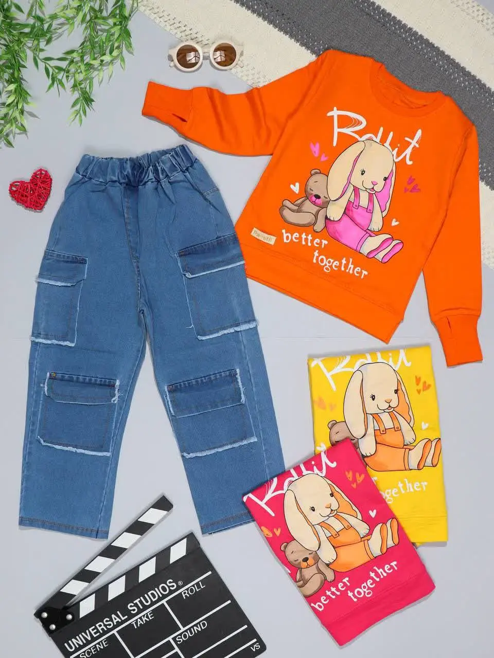 👫بلوز و شلوار جین اسلپ خرگوش👫