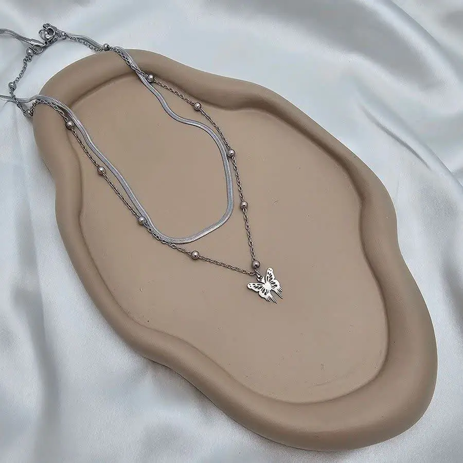 💍گردنبند دو ردیفه‌ی پروانه لونا سایز کوچیک 🤗
