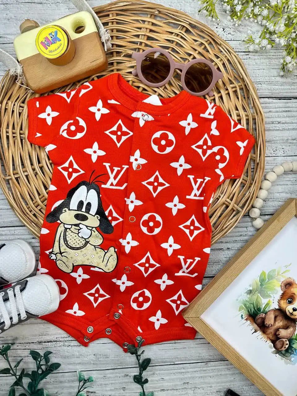 رامپر طرح سگ گوفی قرمز نوزادی و کودک کد ۱۸۰۳۷ 
