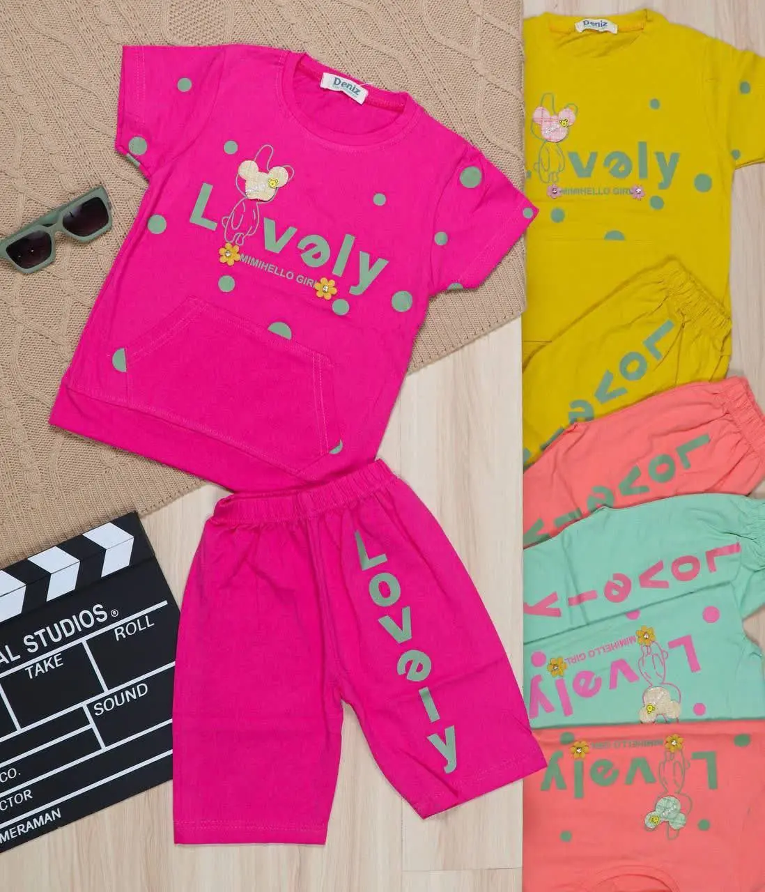 👫تیشرت و شلوارک دخترانه جیب دار LOVELY👫
