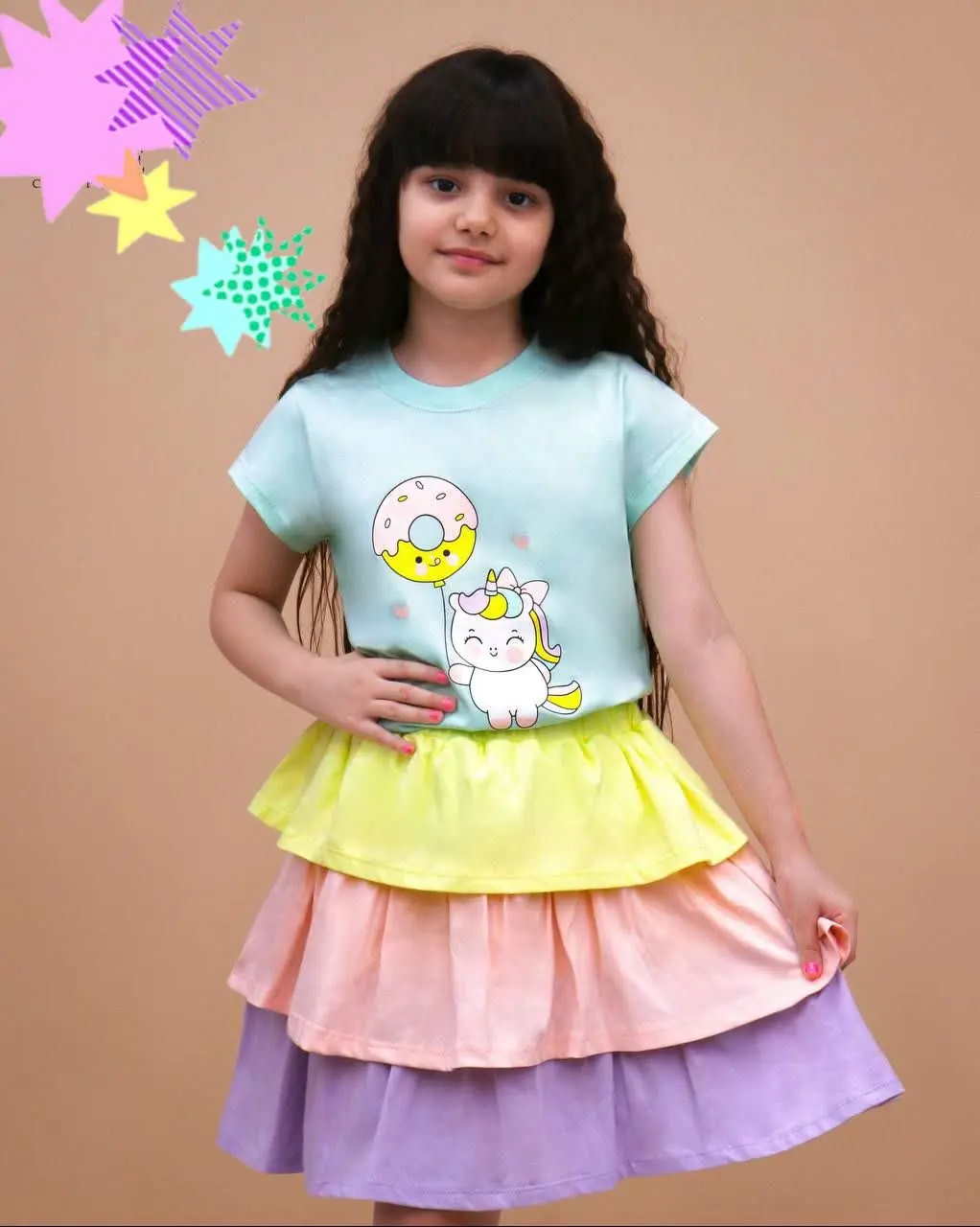 🦄تیشرت دامن دخترانه یونیکورن🦄
