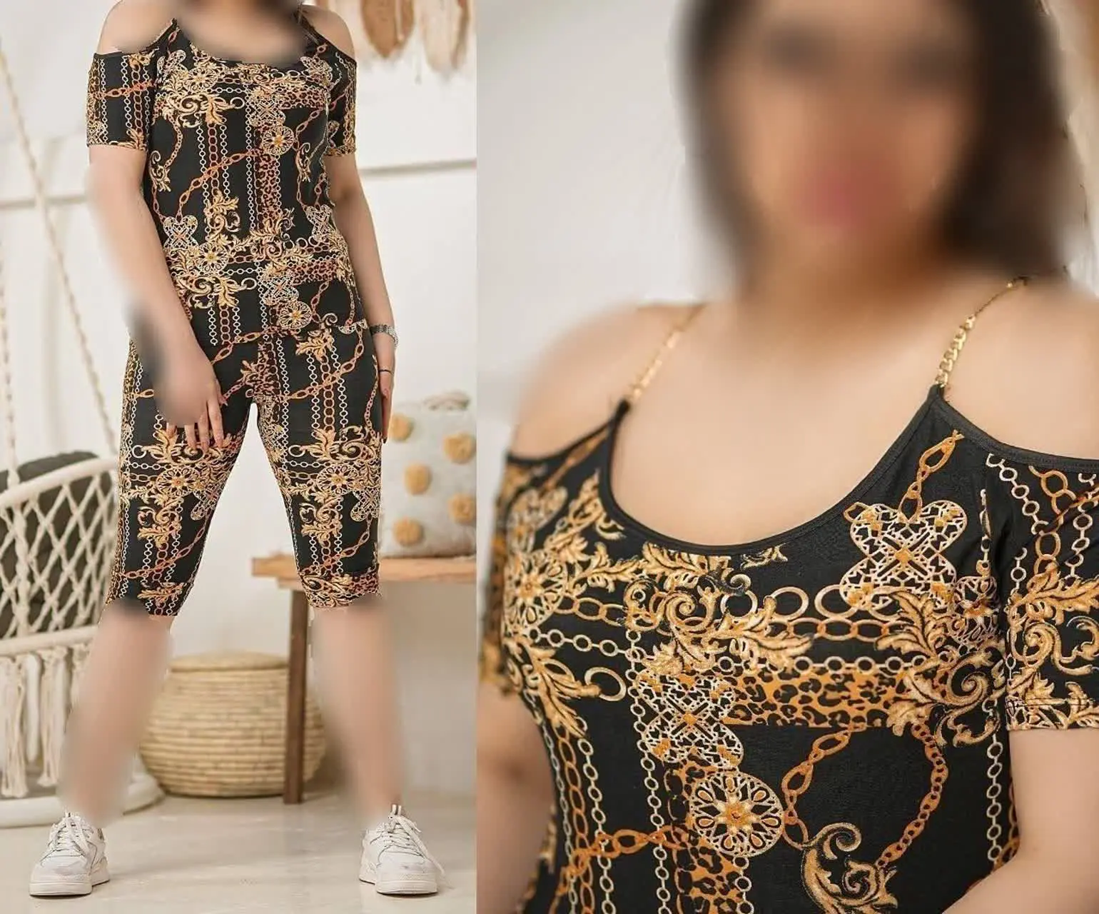 👚نام: #تاپ_شلوارک زنجیری طرحدار
