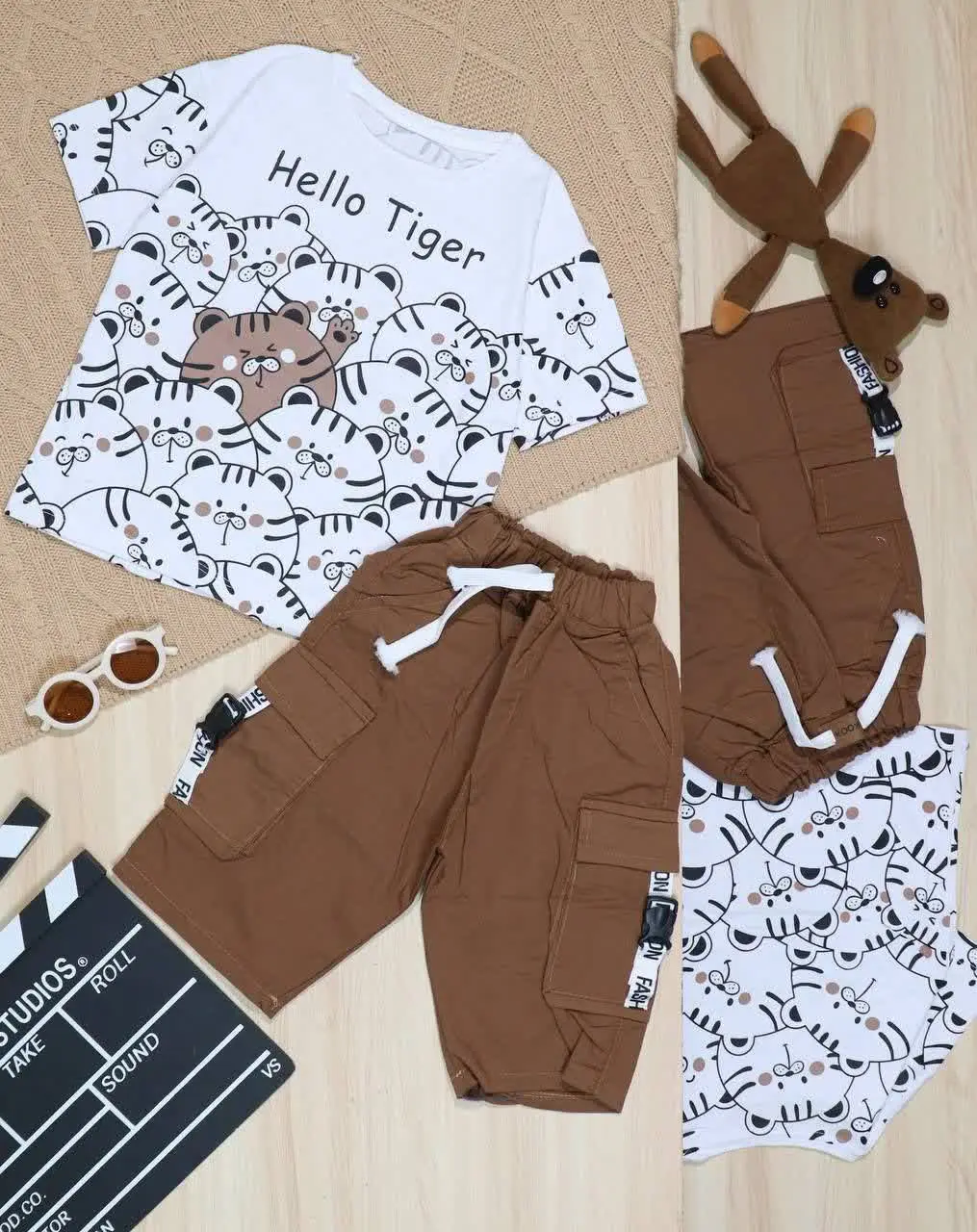 👫تیشرت و شلوارک کتان چاپ ببر‌ها TIGER👫
