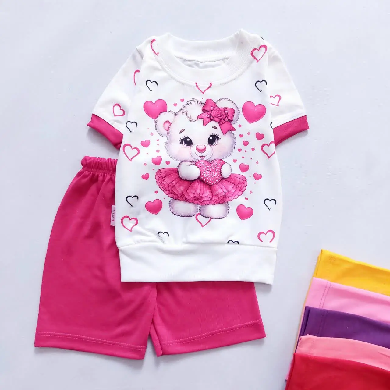 تیشرت شورت نقلی خرس و قلب 🐻❤️
