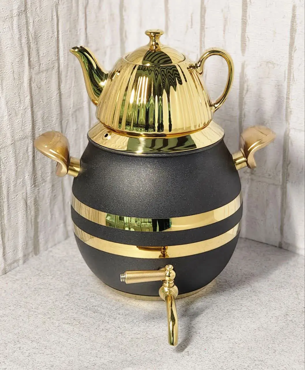 ✅ کتری قوری توپی رنگی طلایی...