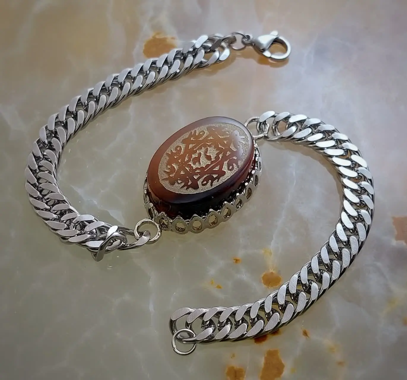 دستبند هیئتی عقیق قهوه ای م...