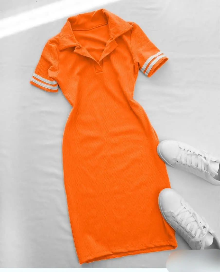 🌙نام: تونیک فانتزی یقه دار آستین نواری
