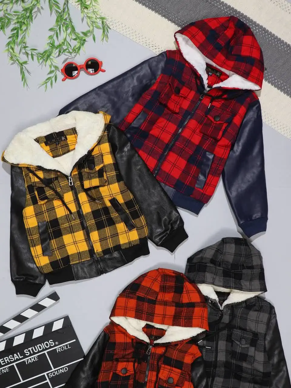 👫کاپشن کشمیر آستین چرم👫