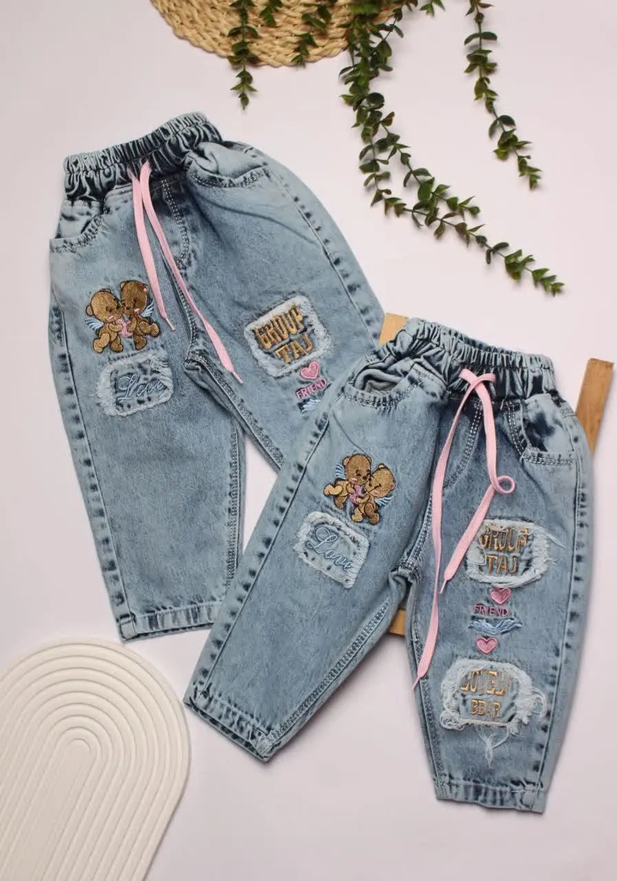 🧚 #شلوار‌جین مام استایل نقلی خرس پرنده
