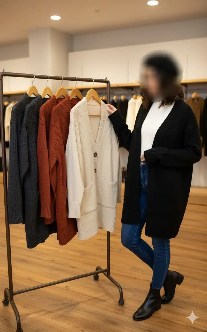 ❄ژاکت/ بافت بلند، دکمه خور