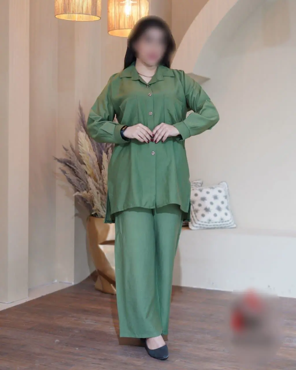 مدل: ست شومیز شلوار جلو باز دوجیب 
