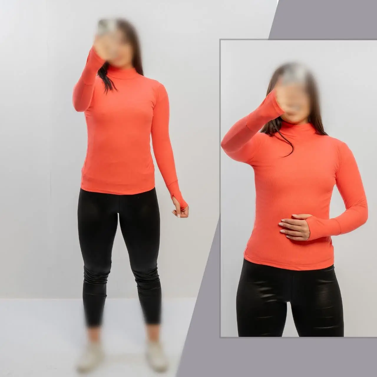 🔹استین فینگردار یقه اسکی
