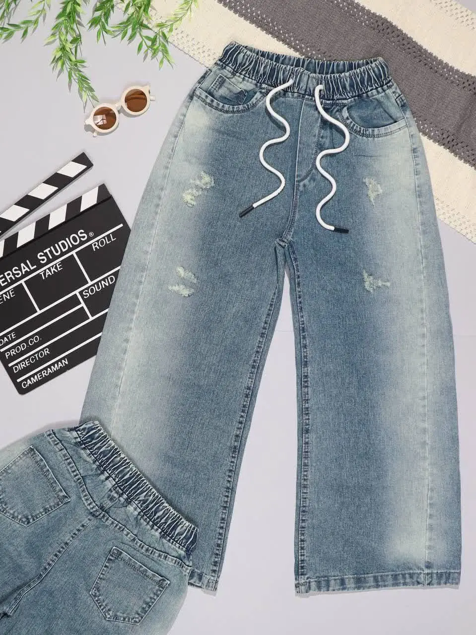 👫شلوار جین آبی روشن شافل بغل رادو👫
