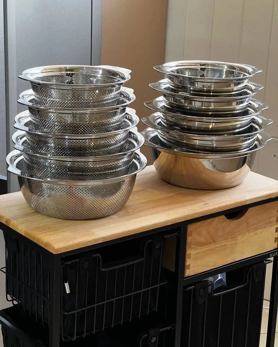 💥لگن و آبکش استیل ۵پارچه
