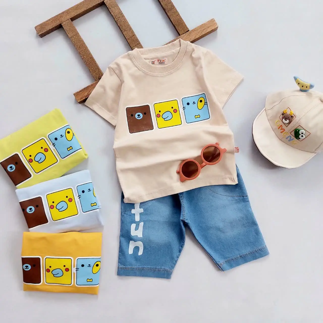 تیشرت شلوارک جین حیوانات مکعبی 😍
