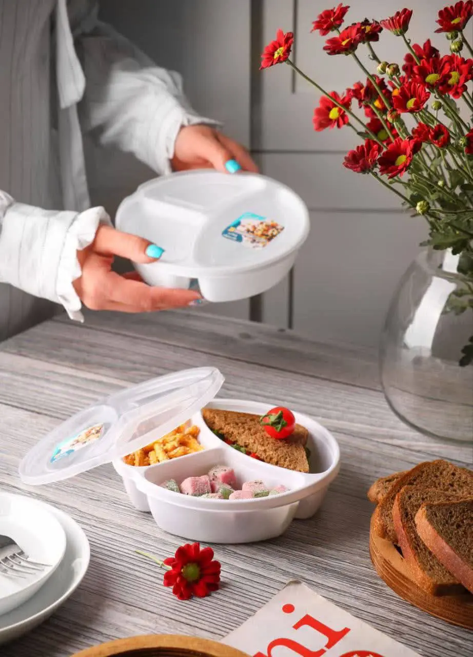 ظرف سه خانه گرد
