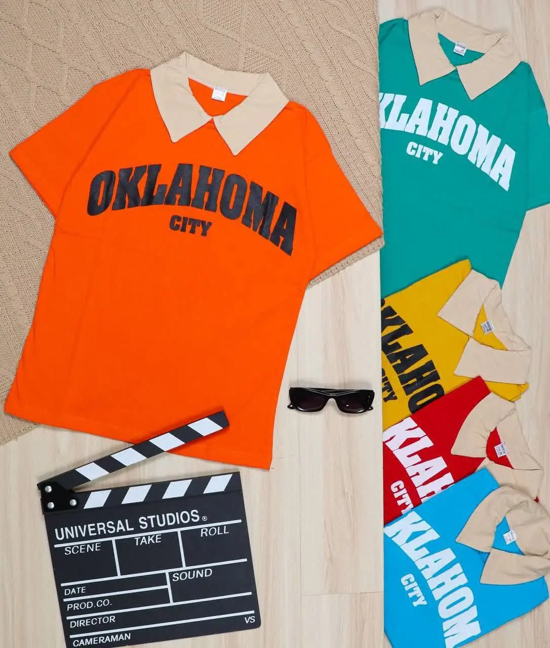 👫تیشرت پسرانه یقه دار چاپ OKLAHOMA 👫
