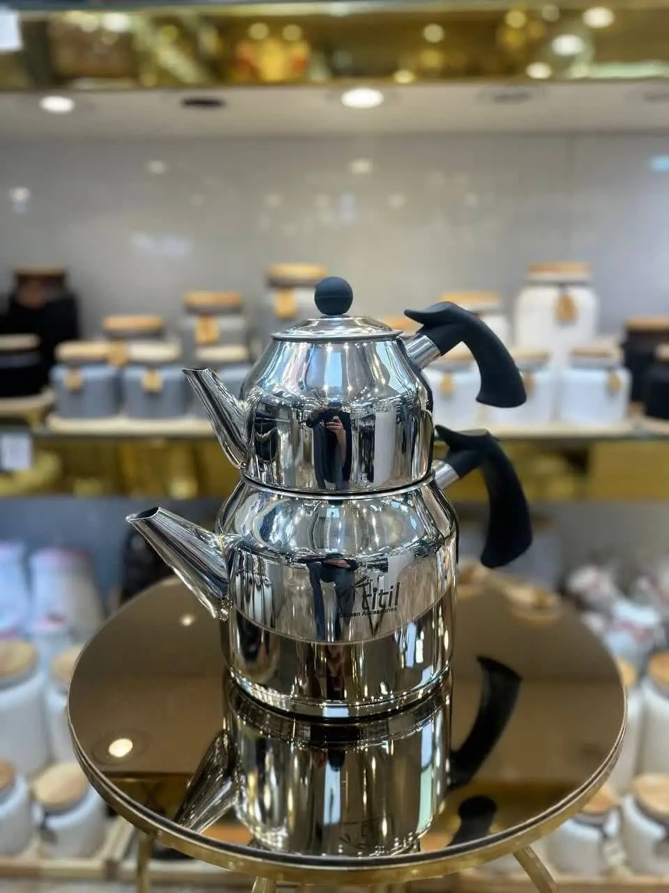 کتری قوری لوله ای دسته مشکی