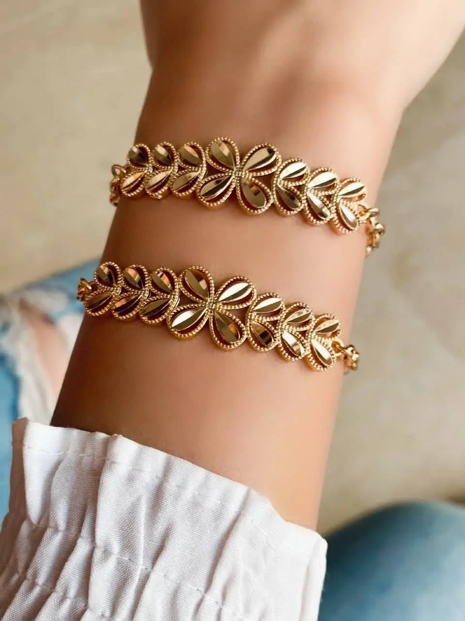 🌾دستبند طرح طلا گل و گندم 🌾
