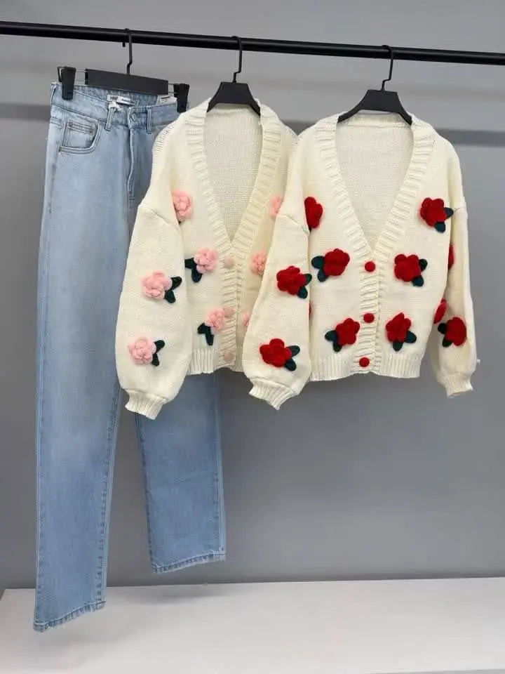 ژاکت بافت گل برجسته، بسیار...