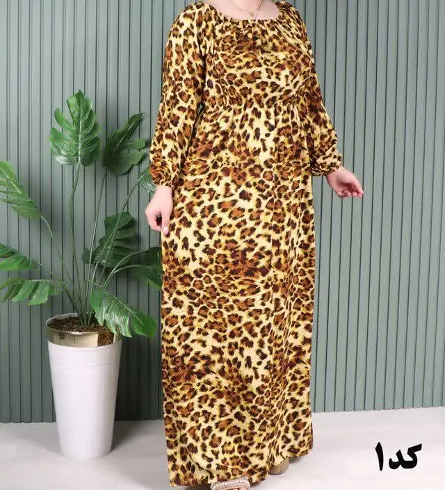 پیراهن نخی طرح پلنگی