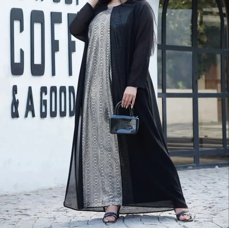 پیراهن بلند حریر جلو پولک ک...