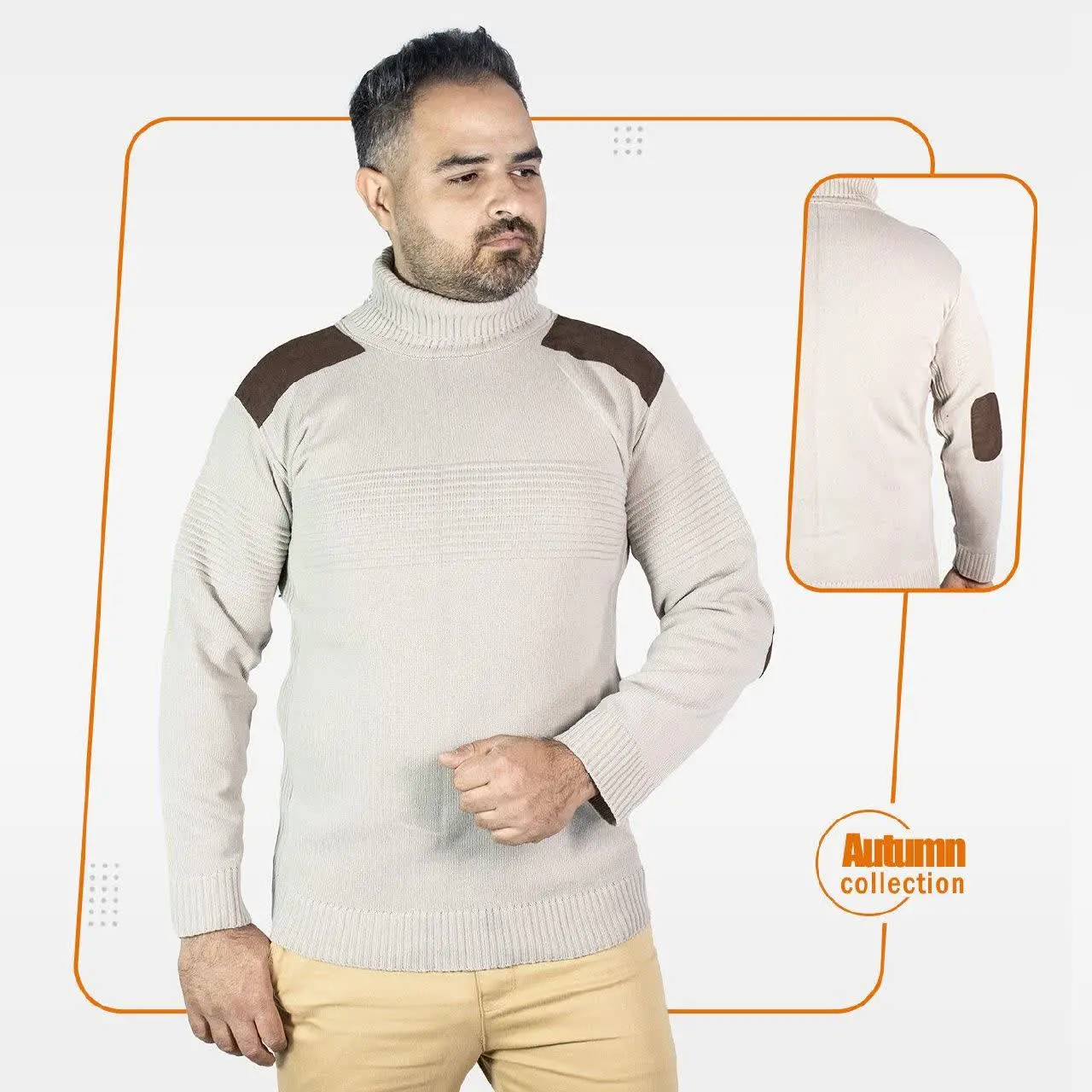 🔸 بافت یقه اسکی کرم قهوه‌ای مدل ۱۷۳۶
