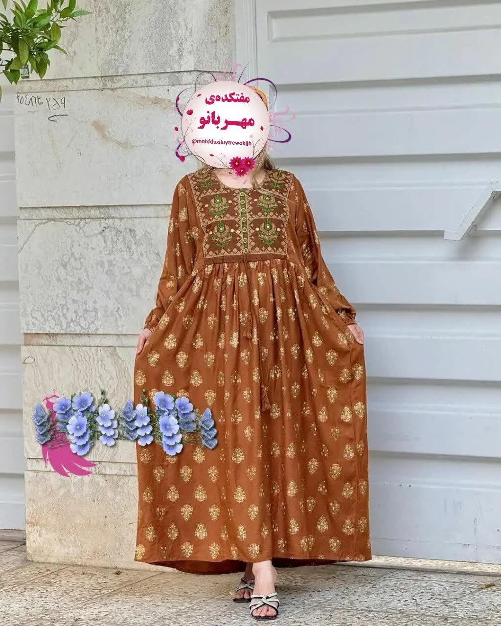 پیراهن هندی گلدوزی شده طرح هما 
