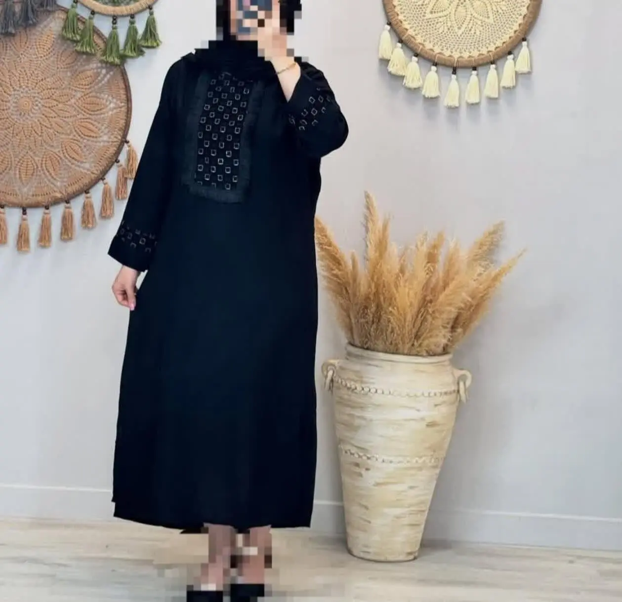 🎀 کفتان مشکی آستین بلند محرمی
