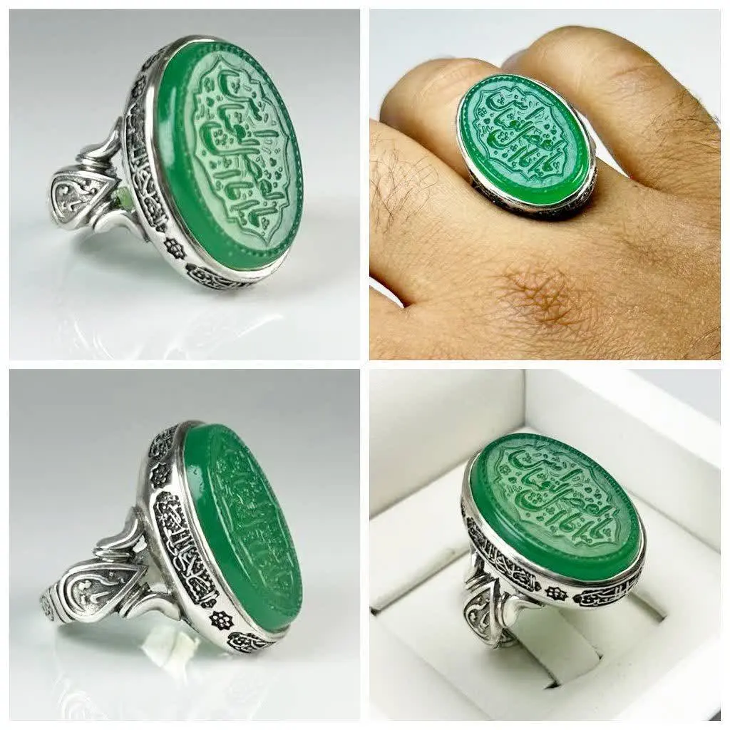 💎انگشتر عقیق سبز اصل مردانه