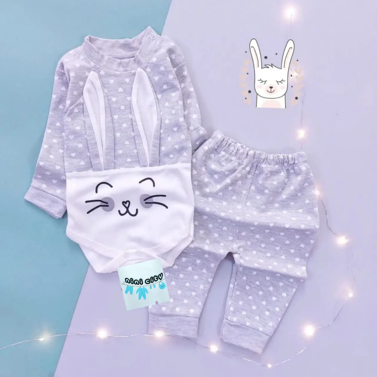 بادی شلوار خرگوش طوسی 🐰
